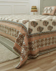 Hand block printed bedding, Indian block print bedsheets, Floral print cotton bedsheet, Natural dyed bedding, Block print pillow cover, Indian handloom bedsheets, Cotton throw for bed.