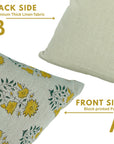 Indian Printed Handmade Mustard and Green Floral Premium Thick Linen Cushion Cover - Mayra