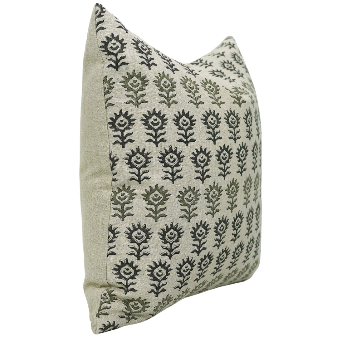 Square/Lumber Block Printed Pillow Cover - Pure Linen - Surajmukhi