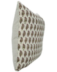Handblock Pure Linen Pillow Cover Floral Block Print - Lil Paisley Pink By Fabdivine