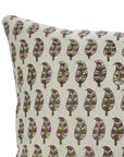Handblock Pure Linen Pillow Cover Floral Block Print - Lil Paisley Pink By Fabdivine