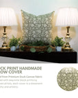 Duck Canvas Block Printed Designer Boho Pillow/Cushion Cover - Manikarnika