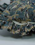 Block Printed Floral Thick Linen Frill Pillow Cover - Kamaldutta