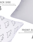 Handmade Indian Block Printed Bat Pillow Cover on Thick White Cotton by Artisans for Indoor Room Decor