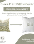 Duck Canvas Block Printed Designer Boho Pillow/Cushion Cover - Manikarnika
