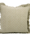 Handmade Boho Gray Floral Lumber Block Printed Pure Linen Frill Pillow Cover - Choco Chips