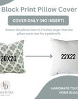 Block Printed Floral Living Room Viscous Linen Pillow Cover - Bealpatra