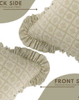 Handmade Boho Gray Floral Lumber Block Printed Pure Linen Frill Pillow Cover - Choco Chips