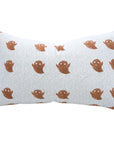 Handcrafted Brown Ghost Pillow Cover Block Printed on Thick White Cotton for Boho Farmhouse & Home Decor
