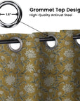 Floral Linen Blackout Curtains Hand Block Printed Indian Art For Living Room Bedroom Decor - Aradhana