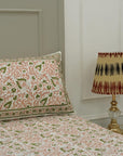 Floral bedsheets India, Artistic boho bedding, Flat sheet with block prints, Indian boho bedding, Sustainable cotton bedspread, Farmhouse floral bedding, Floral handmade bedcover.