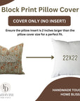 Block Print Pillow Cover For Sofa Couch Or Bed Thick Linen - Kundanvan