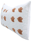 Handcrafted Brown Ghost Pillow Cover Block Printed on Thick White Cotton for Boho Farmhouse & Home Decor
