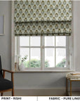 Floral Window Valance & Blind Linen Block Printed Roman Shade - RISHI