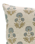 Floral Majestic HandBlock Printed Pillow Cover/Cases Luxe Linen Blend For Farmhouse - Rishi Blue