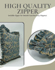 Block Printed Floral Thick Linen Frill Pillow Cover - Kamaldutta
