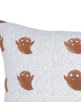 Handcrafted Brown Ghost Pillow Cover Block Printed on Thick White Cotton for Boho Farmhouse & Home Decor