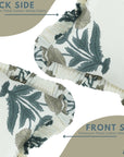Minimalist Thick Cotton White Frill Green Grey Pillow with Artistic Block Printing - Badshah