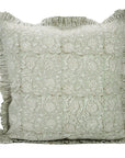 Handcrafted Sage Green Accent Pillows Cover in Thick Cotton White with Traditional Block Printing - 6 Kamal