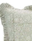 Handcrafted Sage Green Accent Pillows Cover in Thick Cotton White with Traditional Block Printing - 6 Kamal
