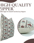 Viscose Linen Floral Design Hand Block Pillow Cover for Sofa - Red Laxmi By Fabdivibe.