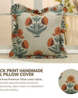 Block Printed Floral Thick Linen Pillow Cover - Badshah Brown & Green