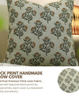 Block Printed Thick Linen Throw Pillow Cover - Bel Patra