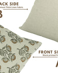 Block Printed Thick Linen Throw Pillow Cover - Bel Patra