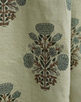 Hand Block Printed Floral Linen Curtains - Blackout Window Door Treatment - Swadesh