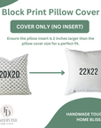 Handmade Farmhouse Block Printed Duck Canvas Pillow Cover - Alia