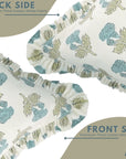 Indian Handmade Block Printed Blueish & Green Floral Thick Cotton White Frill Pillow Cover - Manmohan