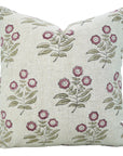 Throw Pillow Cover Viscous Linen – Neha Pink Floral Hand Block Printed Design By Fabdivine.
