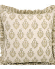 Block Printed Duck Canvas Frill Pillow Cover - Neelgagan By Fabdivine