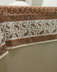 Decorative bedsheet with paisley pattern on a white surface of Hand block printed bedding, Indian block print bedsheets, Floral print cotton bedsheet