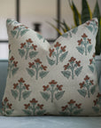 Block Printed Floral Handcrafted Thick Linen Pillow/Cushion Cases - Chahat