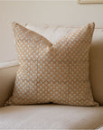 Block Printed Floral Home Decor Duck Canvas Throw Pillow Cover - Mogra