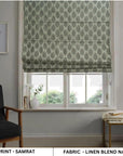 Blackout Roman Shade Floral Hand Block Printed Linen Blend Window Valance - SAMRAAT