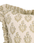 Block Printed Duck Canvas Frill Pillow Cover - Neelgagan By Fabdivine