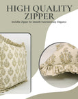 Block Printed Duck Canvas Frill Pillow Cover - Neelgagan By Fabdivine