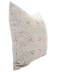 Handcrafted Woodblock Printed Gray & Mustard Floral Cushion Cover in 100% Pure Linen for Farmhouse Decor
