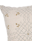 Handcrafted Woodblock Printed Gray & Mustard Floral Cushion Cover in 100% Pure Linen for Farmhouse Decor