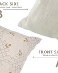 Handcrafted Woodblock Printed Gray & Mustard Floral Cushion Cover in 100% Pure Linen for Farmhouse Decor