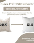 Handcrafted Woodblock Printed Gray & Mustard Floral Cushion Cover in 100% Pure Linen for Farmhouse Decor