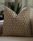 Square Duck Canvas Handblock Floral Printed Cushion Cases - Tulsi Buti