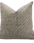Handmade Block Printed Pure Linen Cushion Case with Vintage Gray, Green & Mustard Floral for Bedroom & Indoor Spaces
