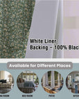 Blackout Linen Block Print Curtains with Grommet Panels - Handmade Floral Drapes - Himachal