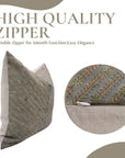 Handmade Block Printed Pure Linen Cushion Case with Vintage Gray, Green & Mustard Floral for Bedroom & Indoor Spaces