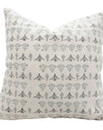 Block Printed Handcrafted Gray and Black Floral Throw Pillow Case on Pure Linen Elegant Boho Farmhouse Accent - HASTKALA