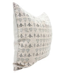Block Printed Handcrafted Gray and Black Floral Throw Pillow Case on Pure Linen Elegant Boho Farmhouse Accent - HASTKALA