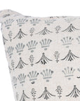 Block Printed Handcrafted Gray and Black Floral Throw Pillow Case on Pure Linen Elegant Boho Farmhouse Accent - HASTKALA